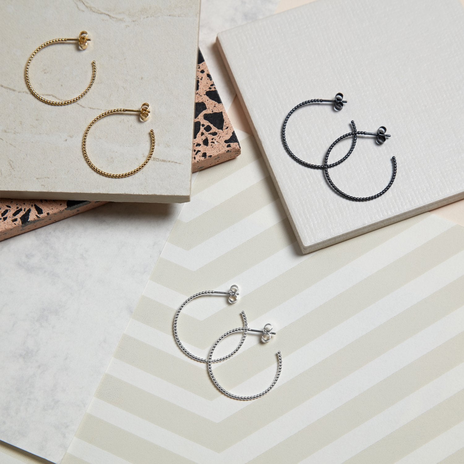 Large Sphere Hoop Earrings - Silver - Myia Bonner Jewellery