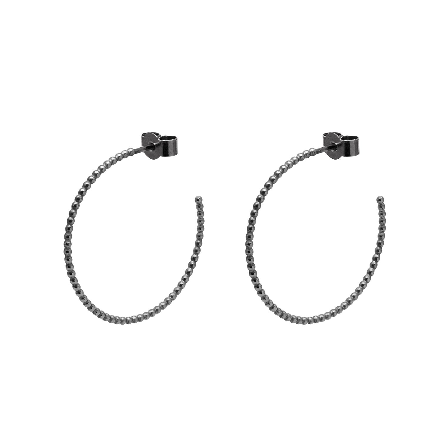 Large Sphere Hoop Earrings - Oxidised Silver - Myia Bonner Jewellery