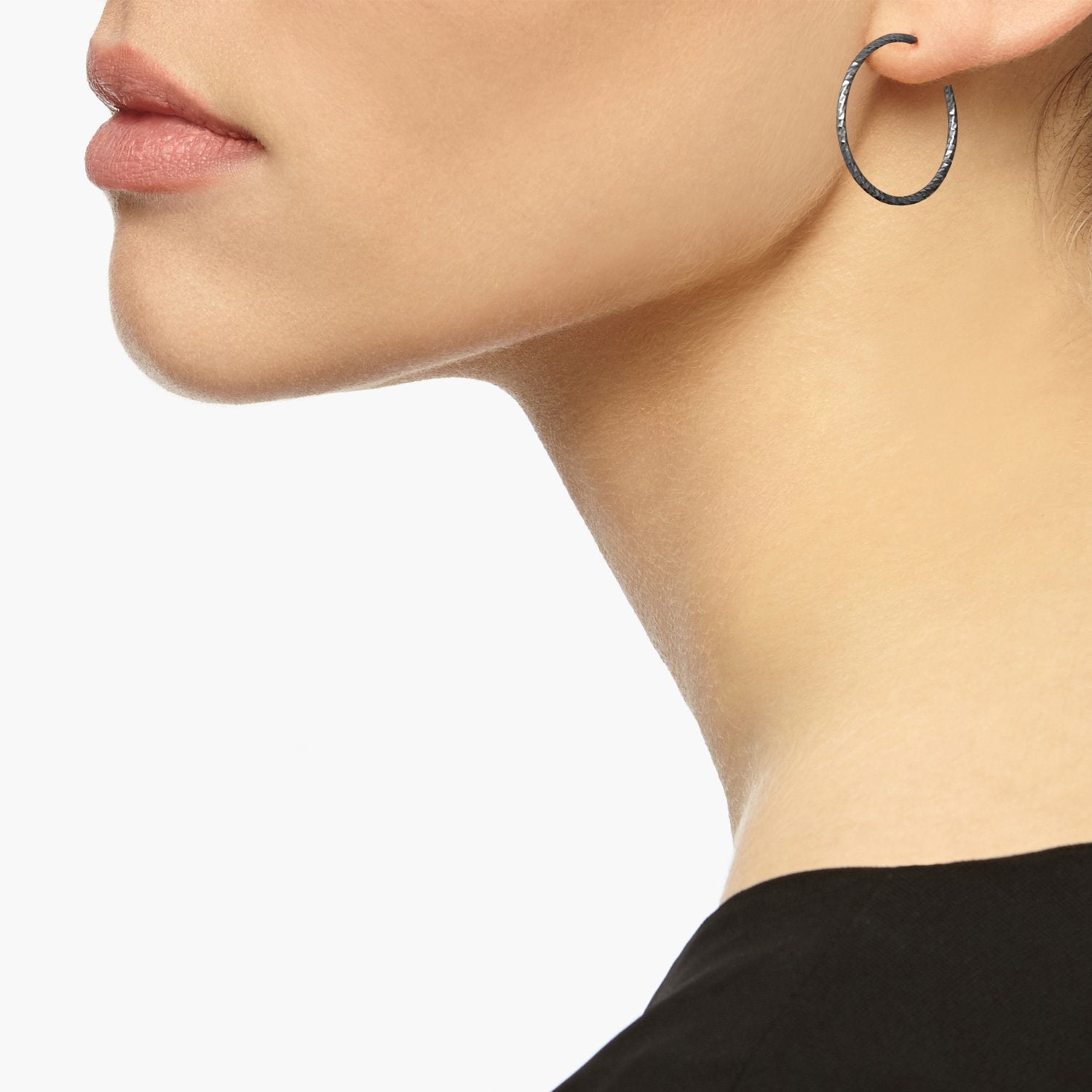 Medium Diamond Hoop Earrings - Oxidised Silver - Myia Bonner Jewellery