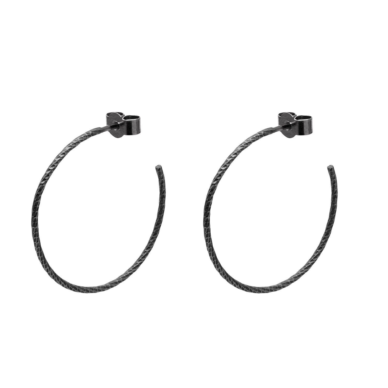 Large Diamond Hoop Earrings - Oxidised Silver - Myia Bonner Jewellery