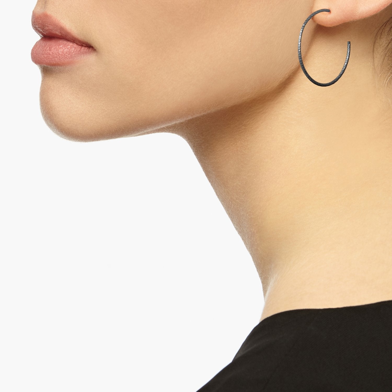 Large Diamond Hoop Earrings - Oxidised Silver - Myia Bonner Jewellery