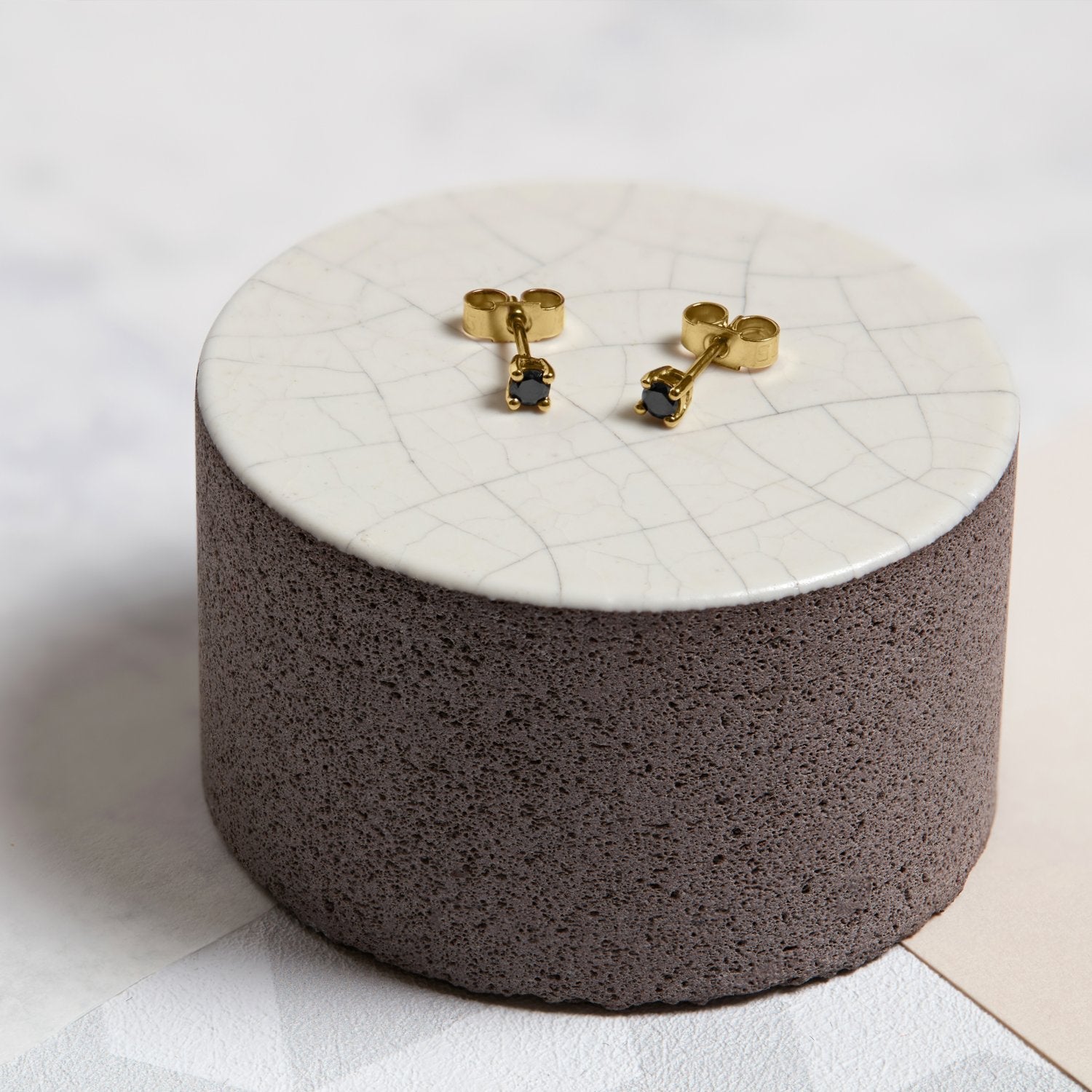 9k Yellow Gold & Black Diamond Stud Earrings - Myia Bonner Jewellery