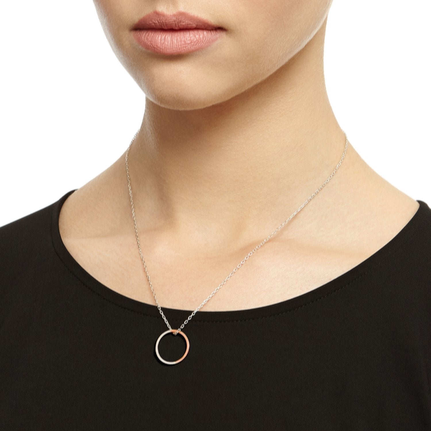 Two-tone Circle Necklace - 9k Rose Gold & Silver - Myia Bonner Jewellery
