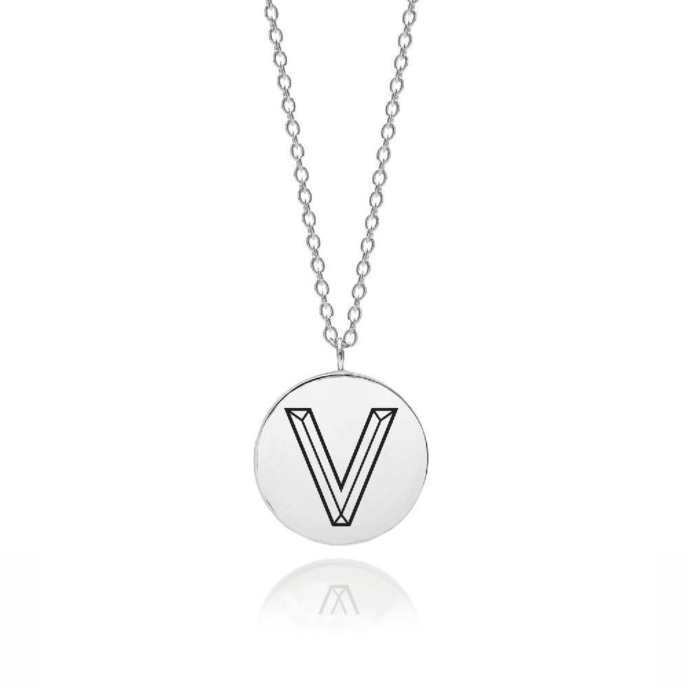 Facett Initial V Pendant - Silver - Myia Bonner Jewellery