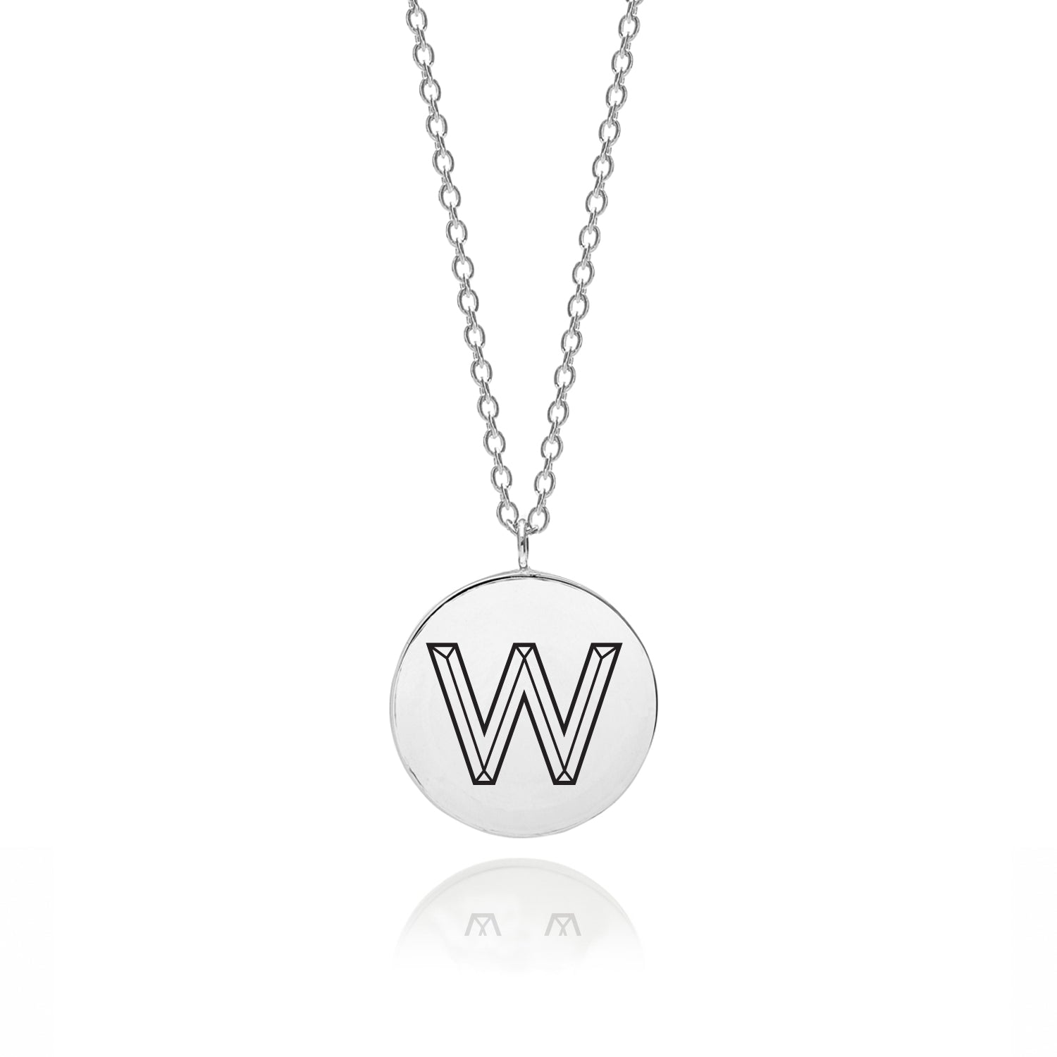 Facett Initial W Pendant - Silver - Myia Bonner Jewellery