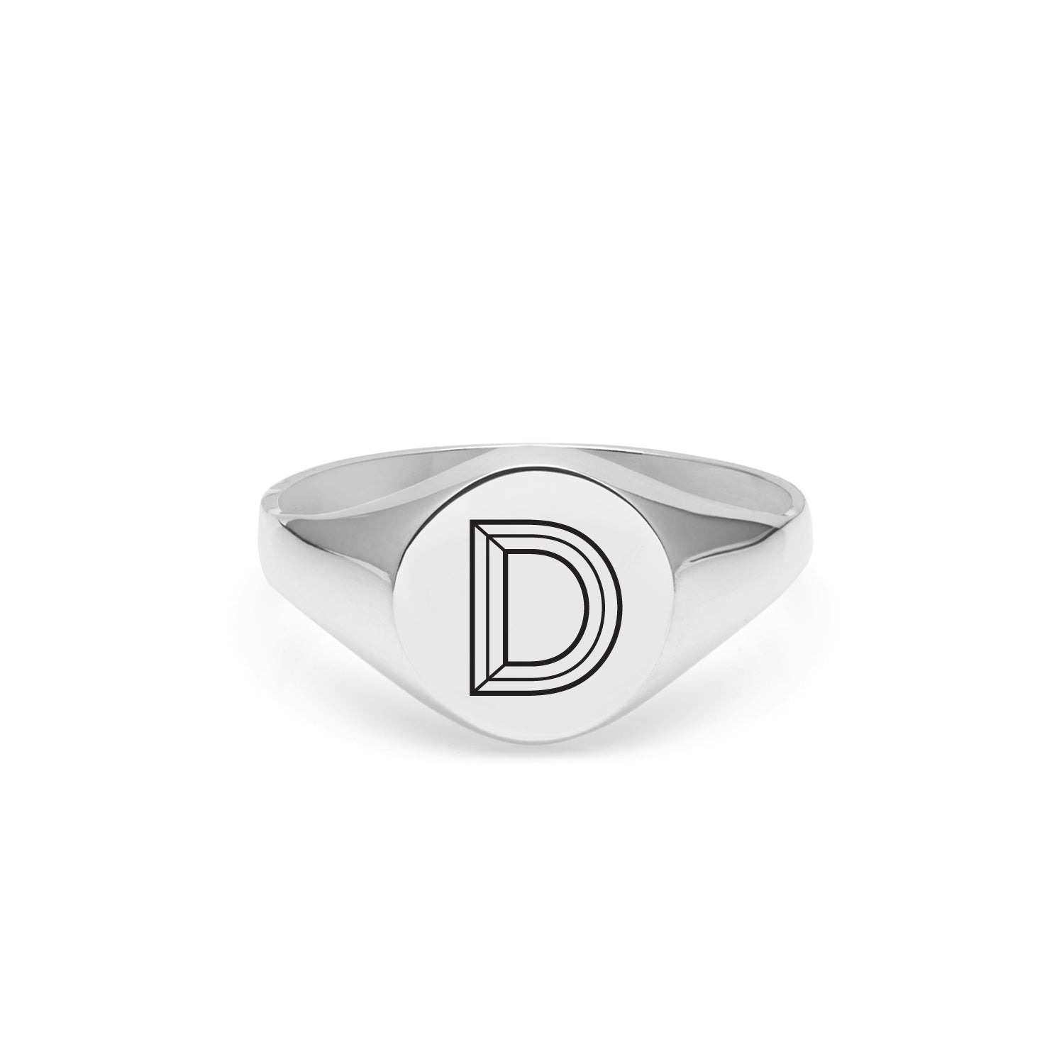 Facett Initial D Round Signet Ring - Silver - Myia Bonner Jewellery