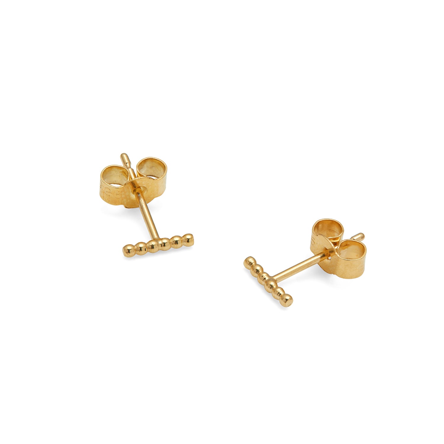 Mini Sphere Bar Stud Earrings - 9k Yellow Gold - Myia Bonner Jewellery