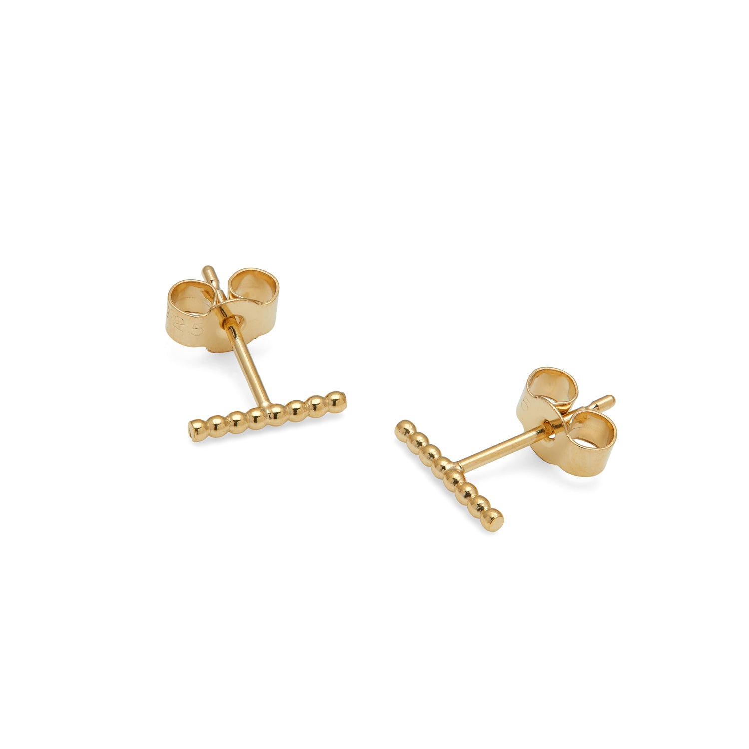 Sphere Bar Stud Earrings - 9k Yellow Gold - Myia Bonner Jewellery