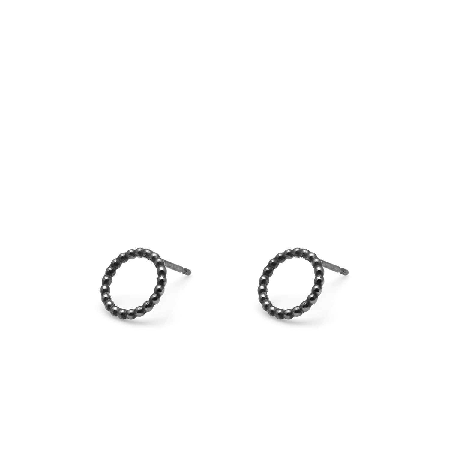 Circle Sphere Stud Earrings - Oxidised Silver - Myia Bonner Jewellery