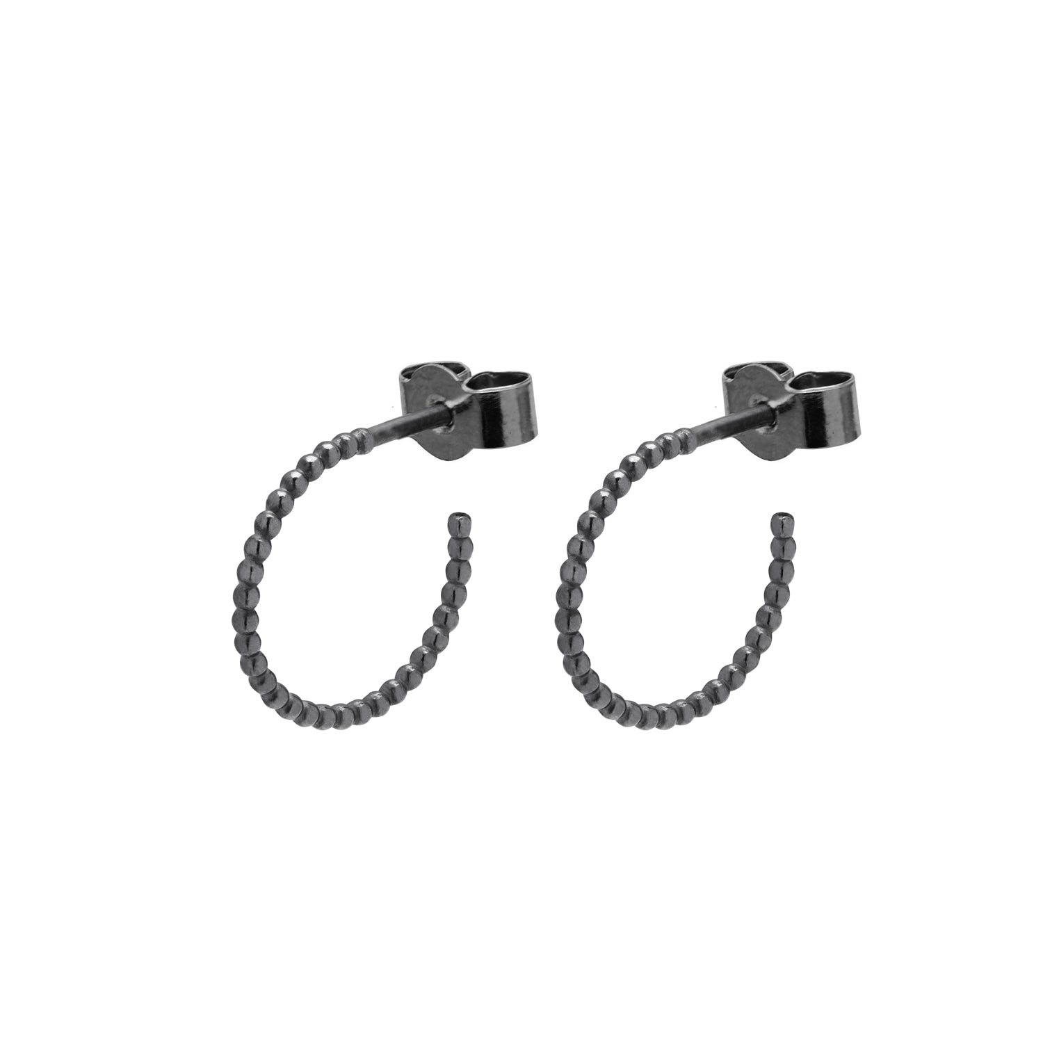 Mini Sphere Hoop Earrings - Oxidised Silver - Myia Bonner Jewellery