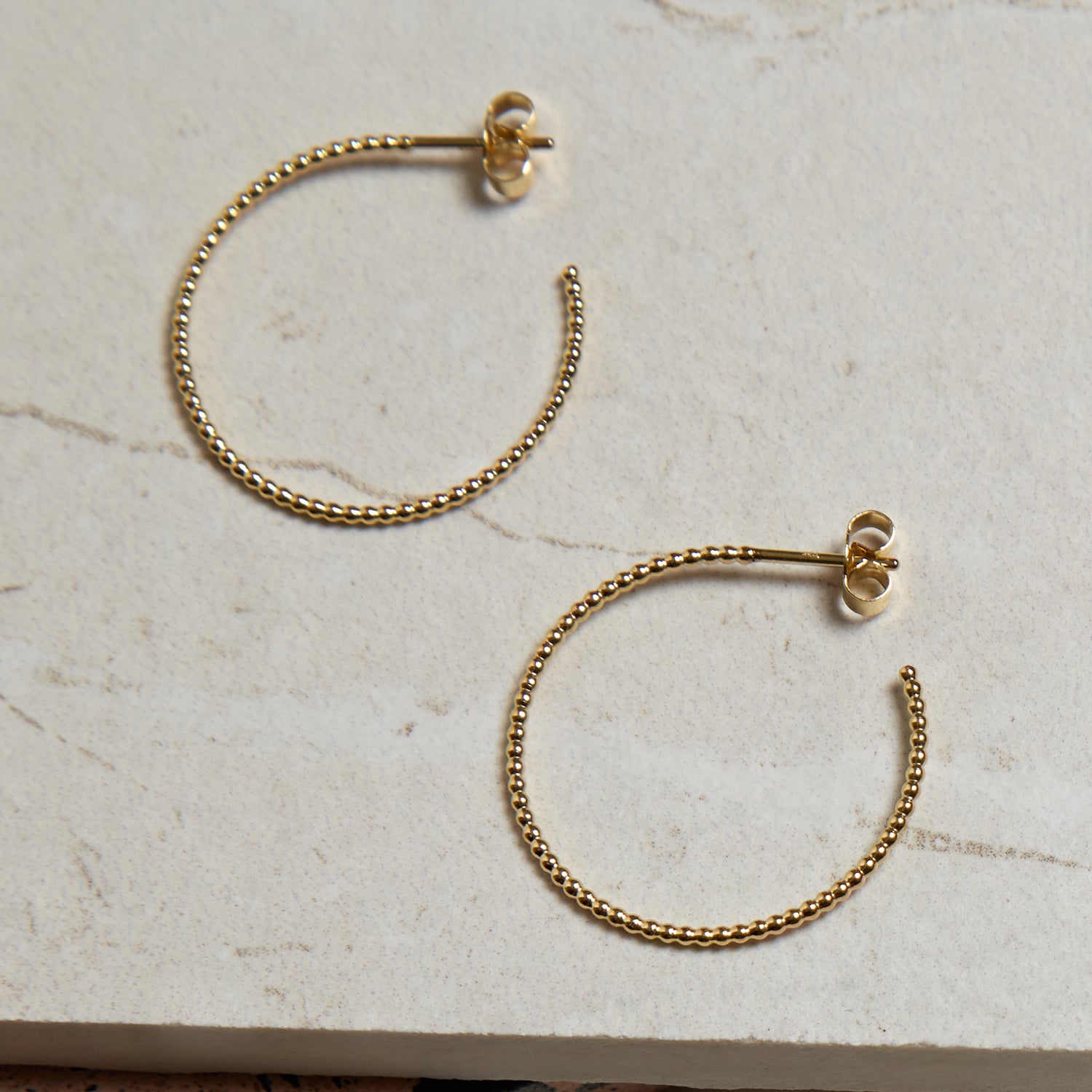Large Sphere Hoop Stud Earrings - Gold