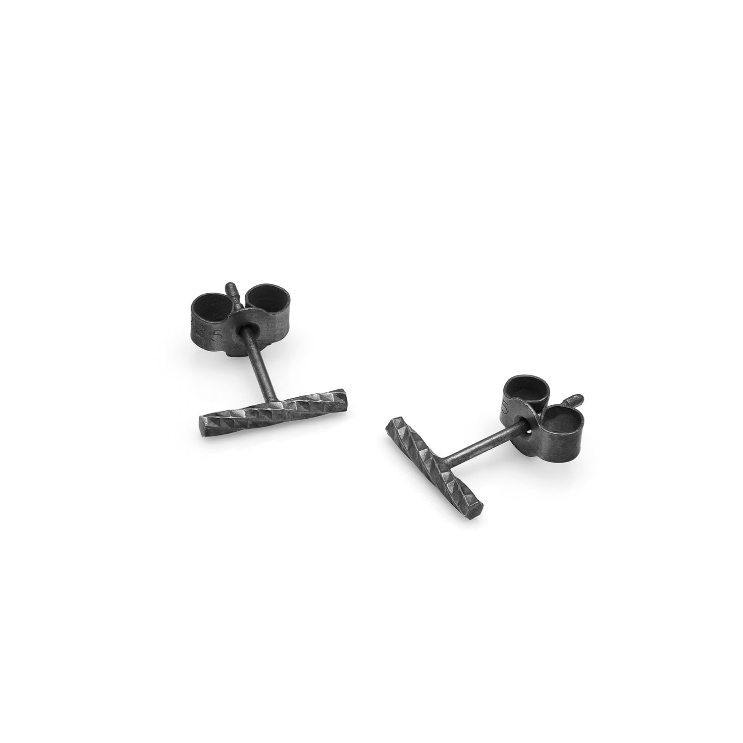 Faceted Bar Stud Earrings - Oxidised Silver - Myia Bonner Jewellery