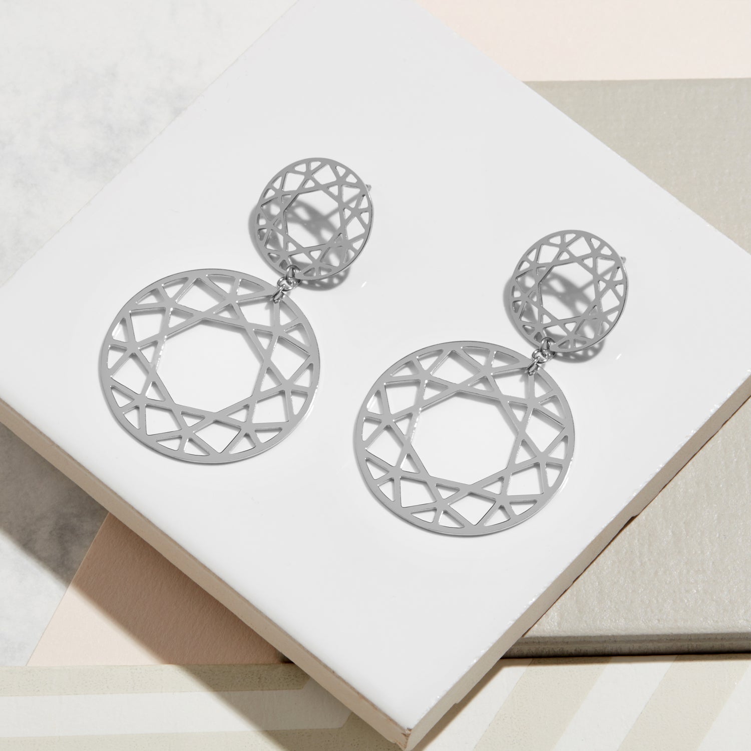 Double Drop Brilliant Diamond Earrings - Silver - Myia Bonner Jewellery