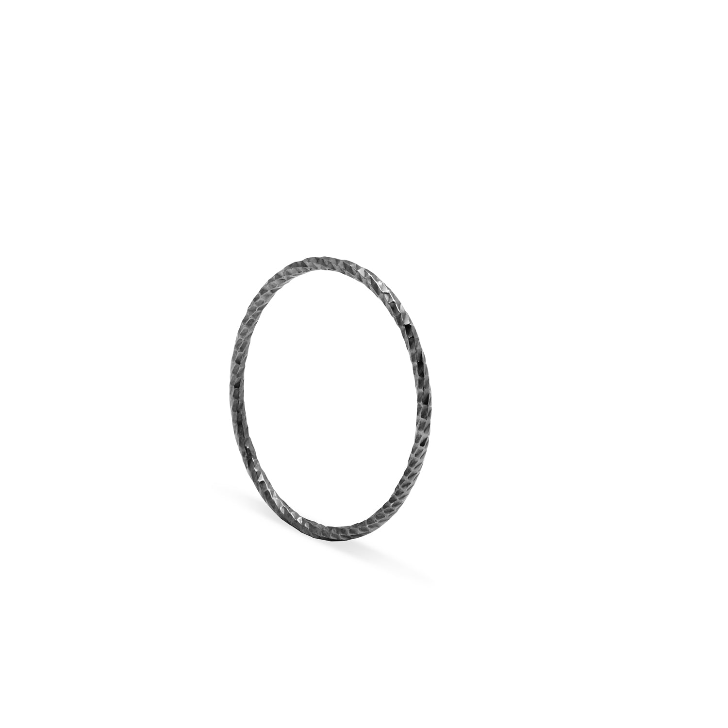 Skinny Faceted Stacking Ring - Oxidised Silver