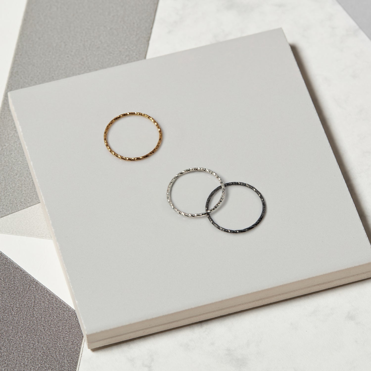 Skinny Faceted Stacking Ring - Silver