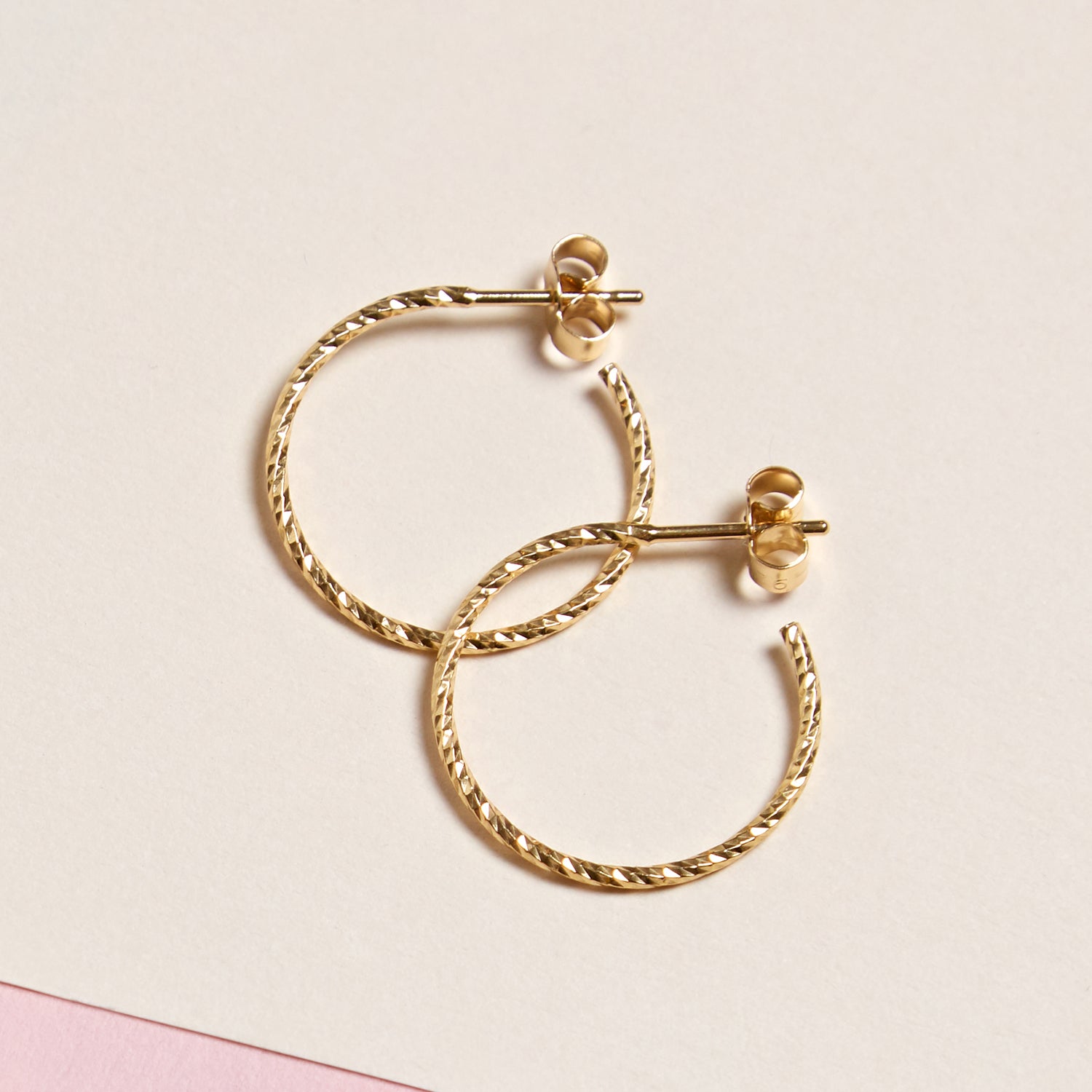 Faceted Hoop Stud Earrings - Gold