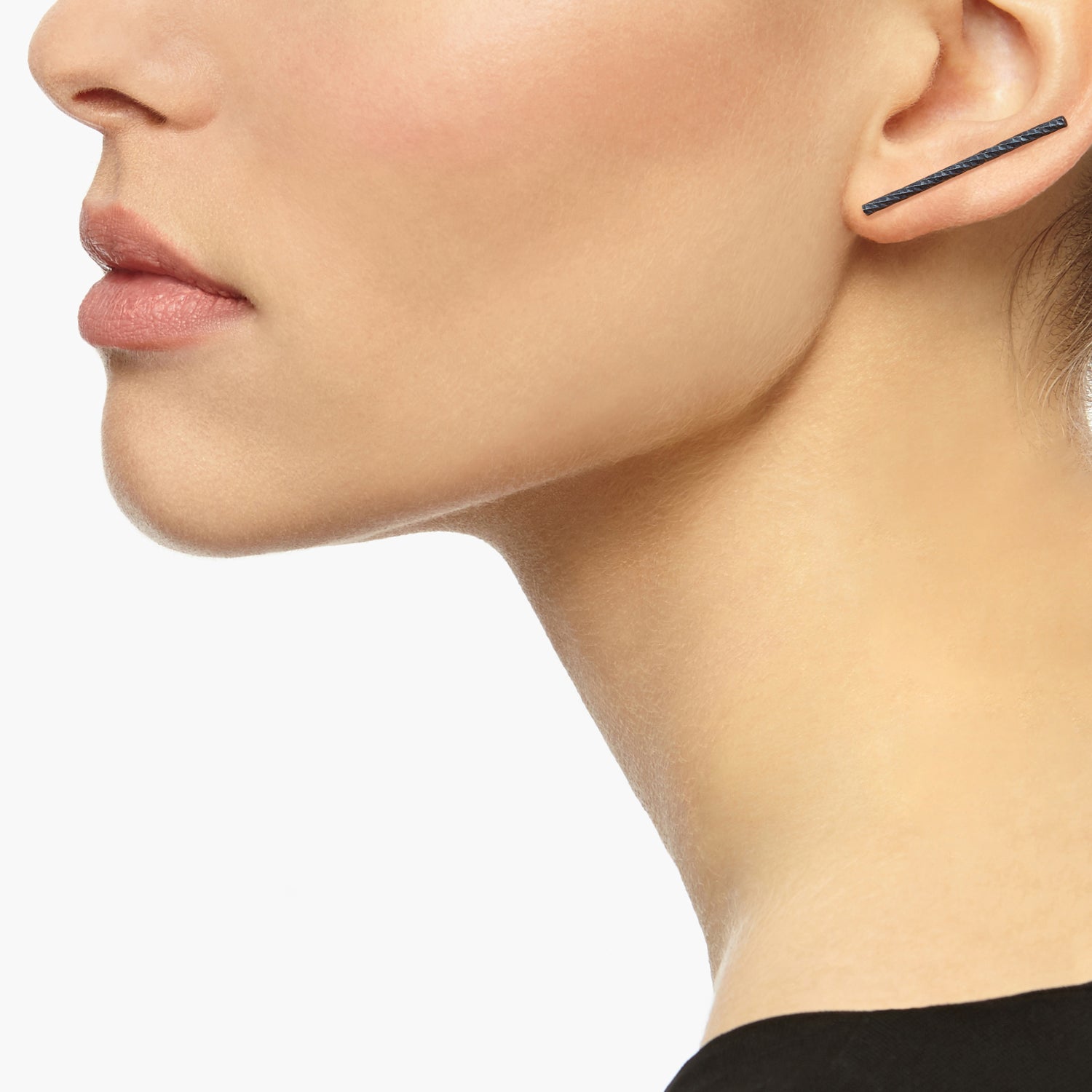 Long Faceted Bar Stud Earrings - Oxidised Silver - Myia Bonner Jewellery