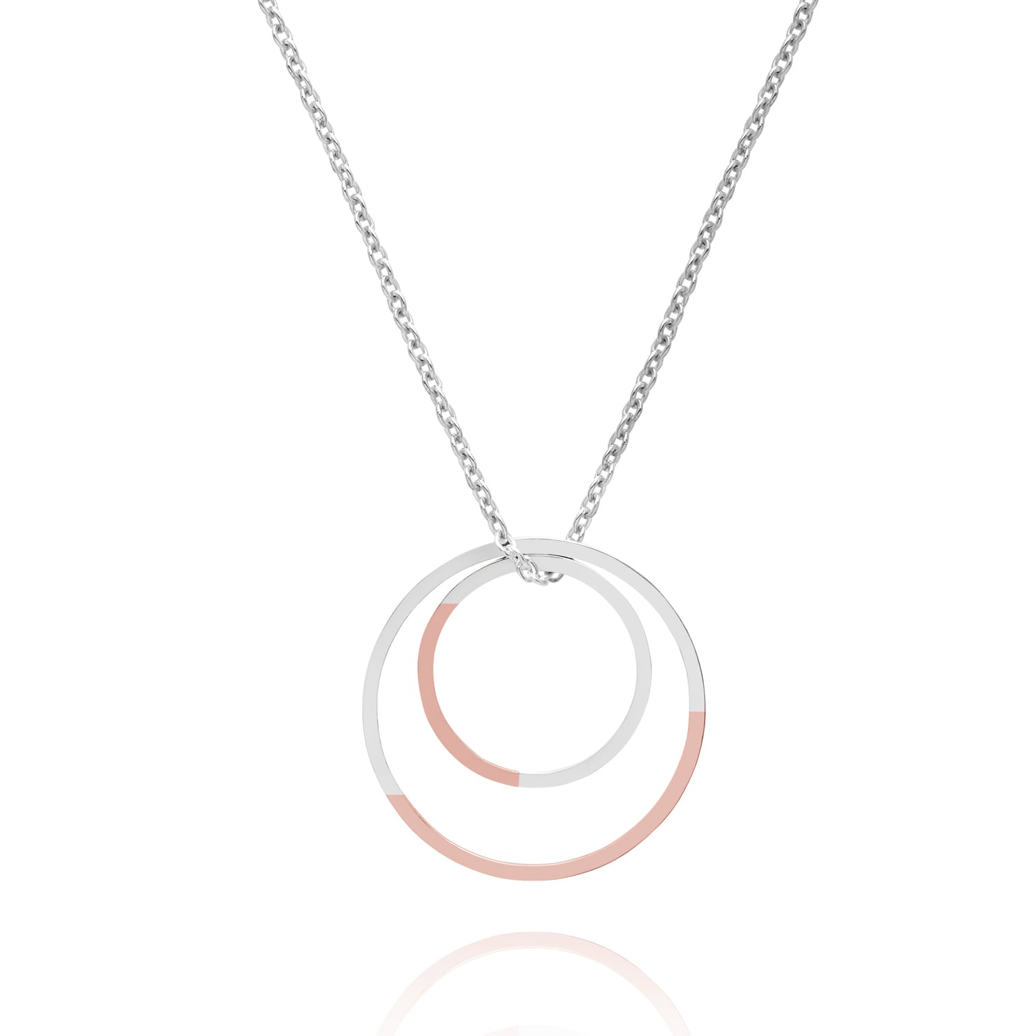 Golden Ratio Double Circle Necklace - 9k Rose Gold & Silver