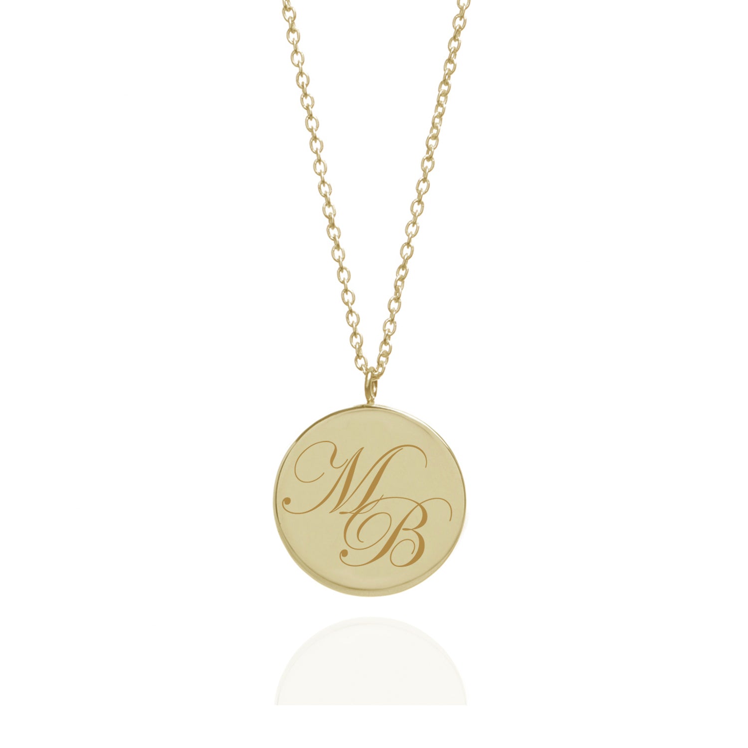 Double Initial Edwardian Script Pendant - 9k Yellow Gold