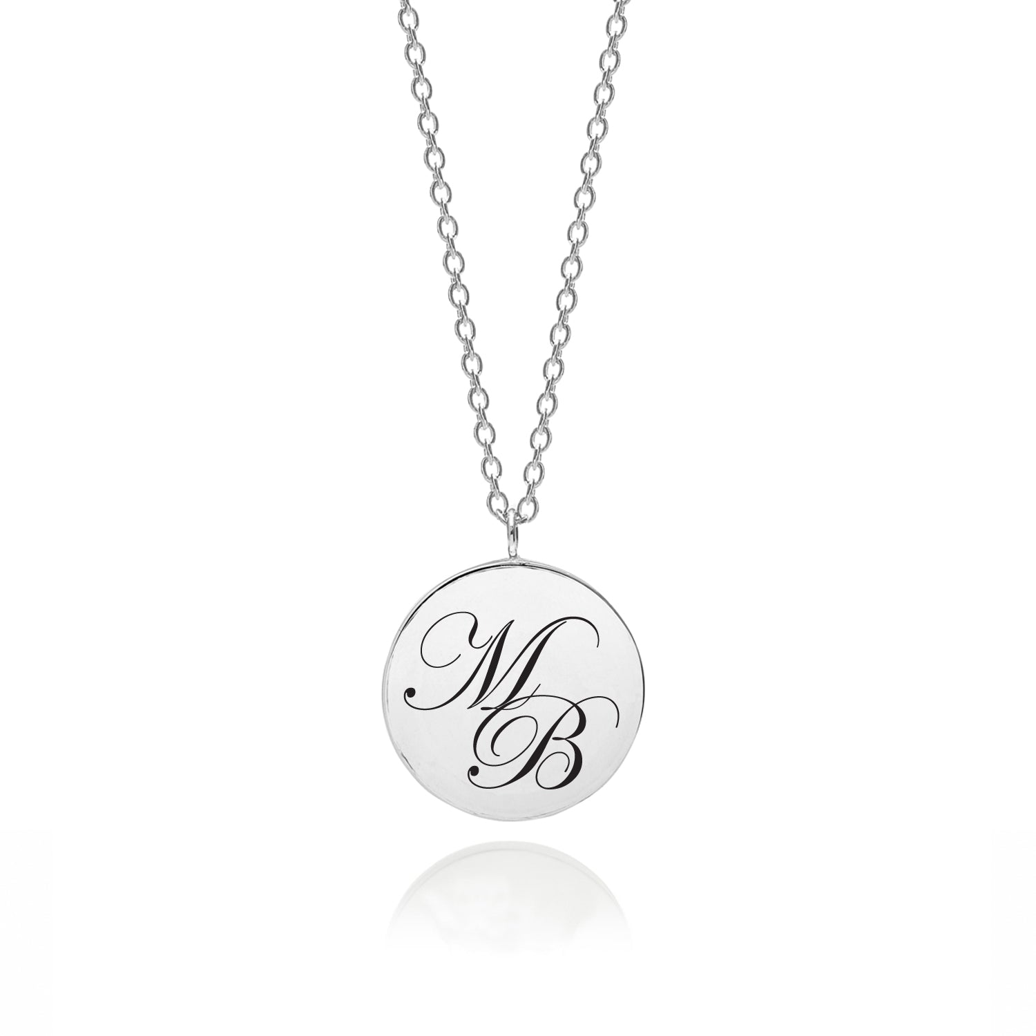 Double Initial Edwardian Script Pendant - Silver
