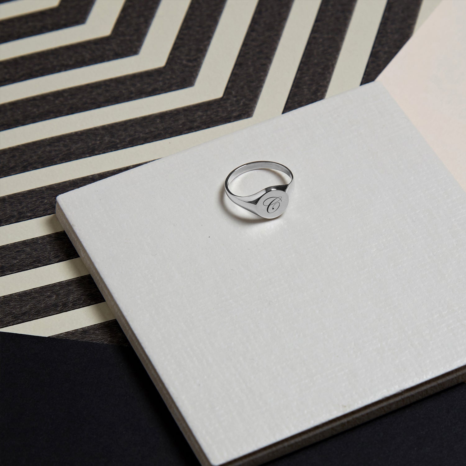 Initial C Edwardian Signet Ring - Silver