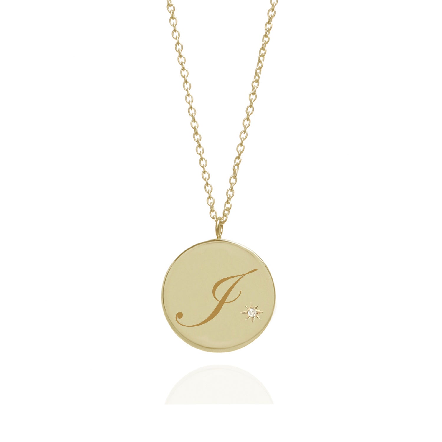 Initial I Edwardian Pendant - 9k Yellow Gold