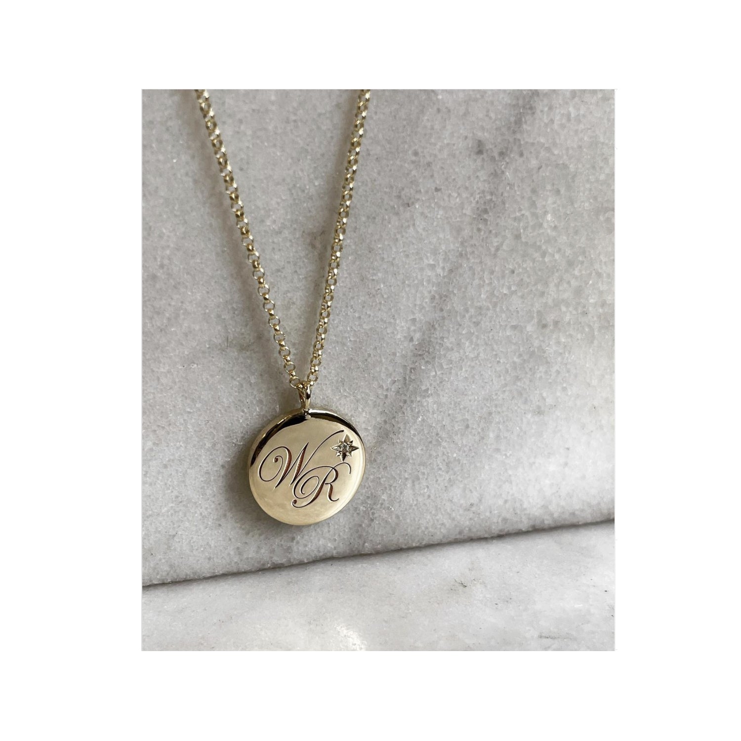 Initial Z Edwardian Script Pendant With Diamond - 9k Yellow Gold