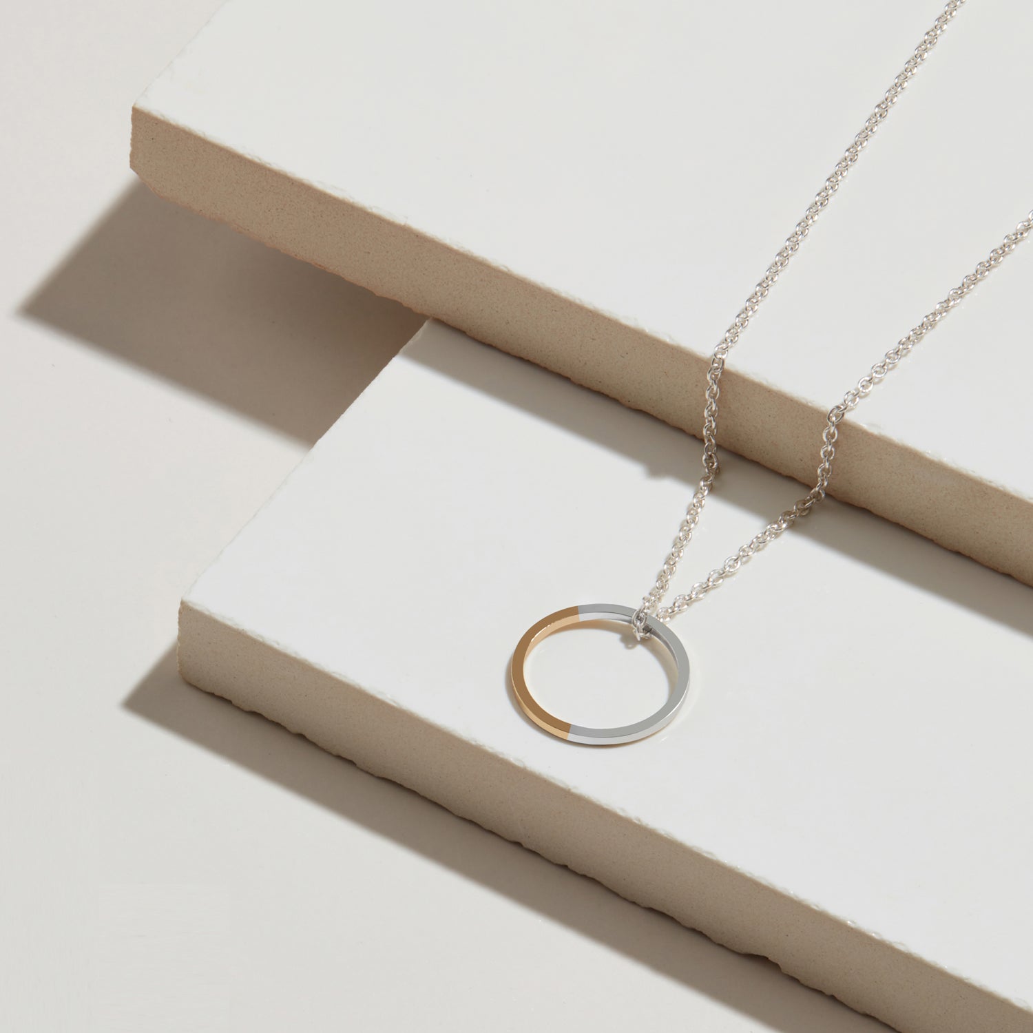 Golden Ratio Circle Necklace - 9k Yellow Gold & Silver