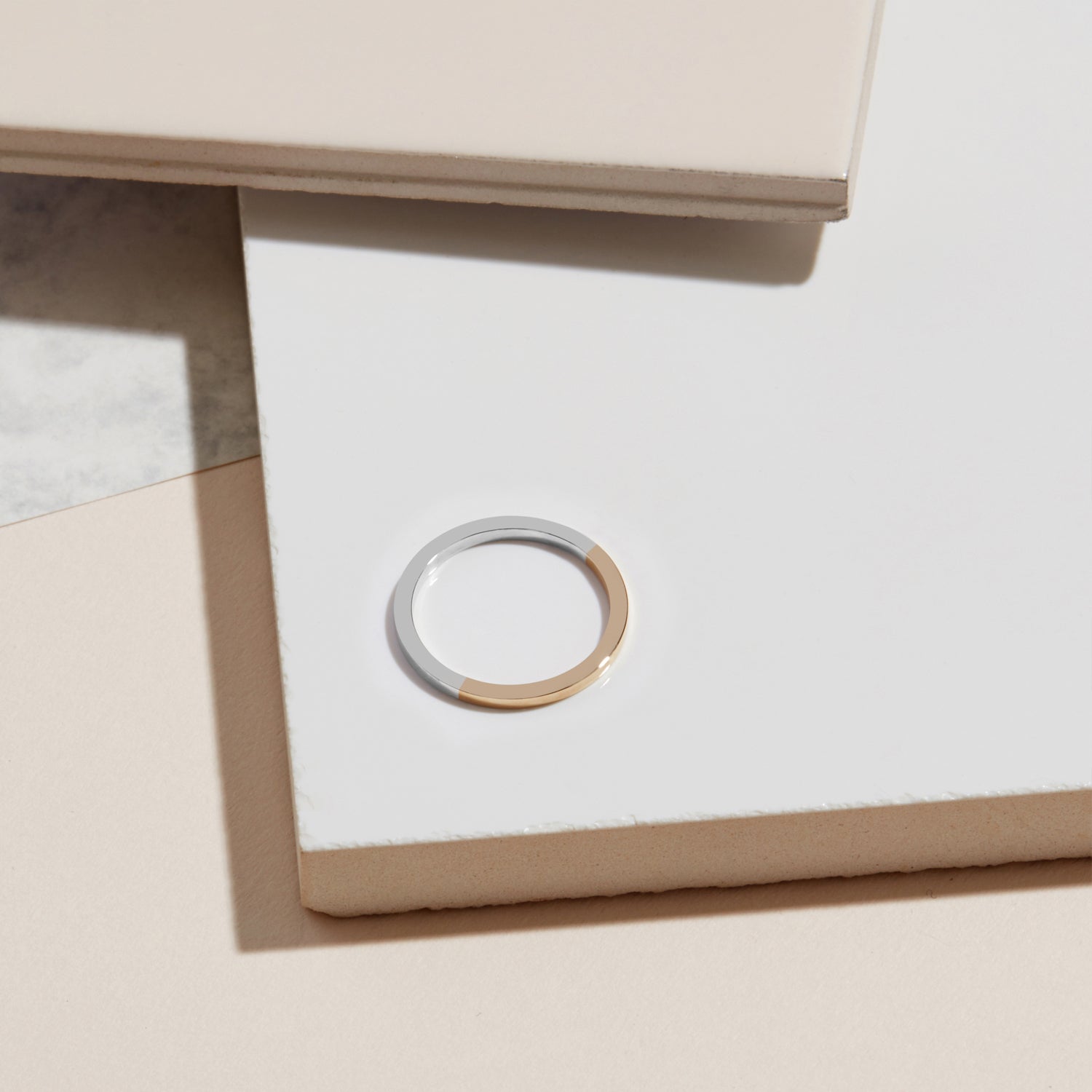 Golden Ratio Square Ring - 9k Yellow & White Gold