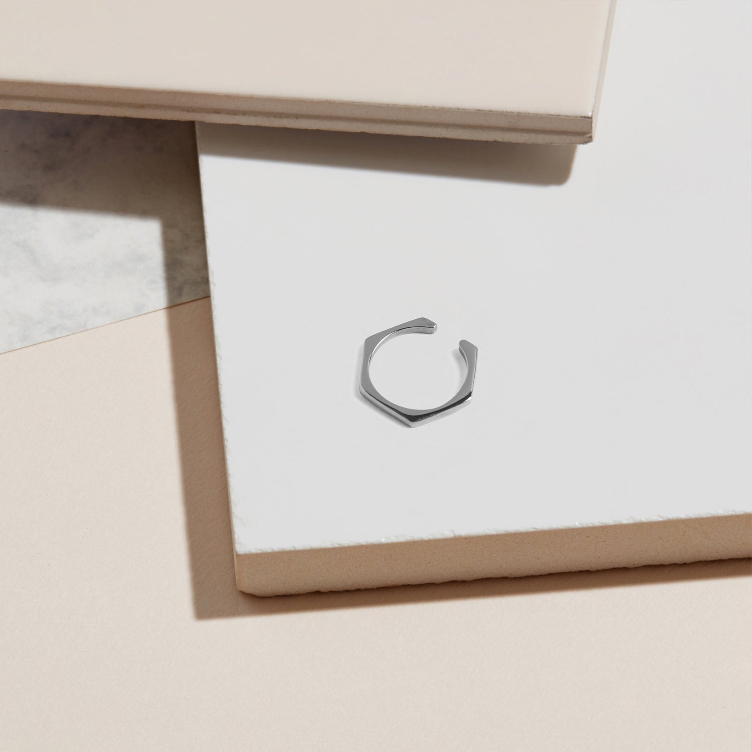 Hexagon Ear Cuff - Silver