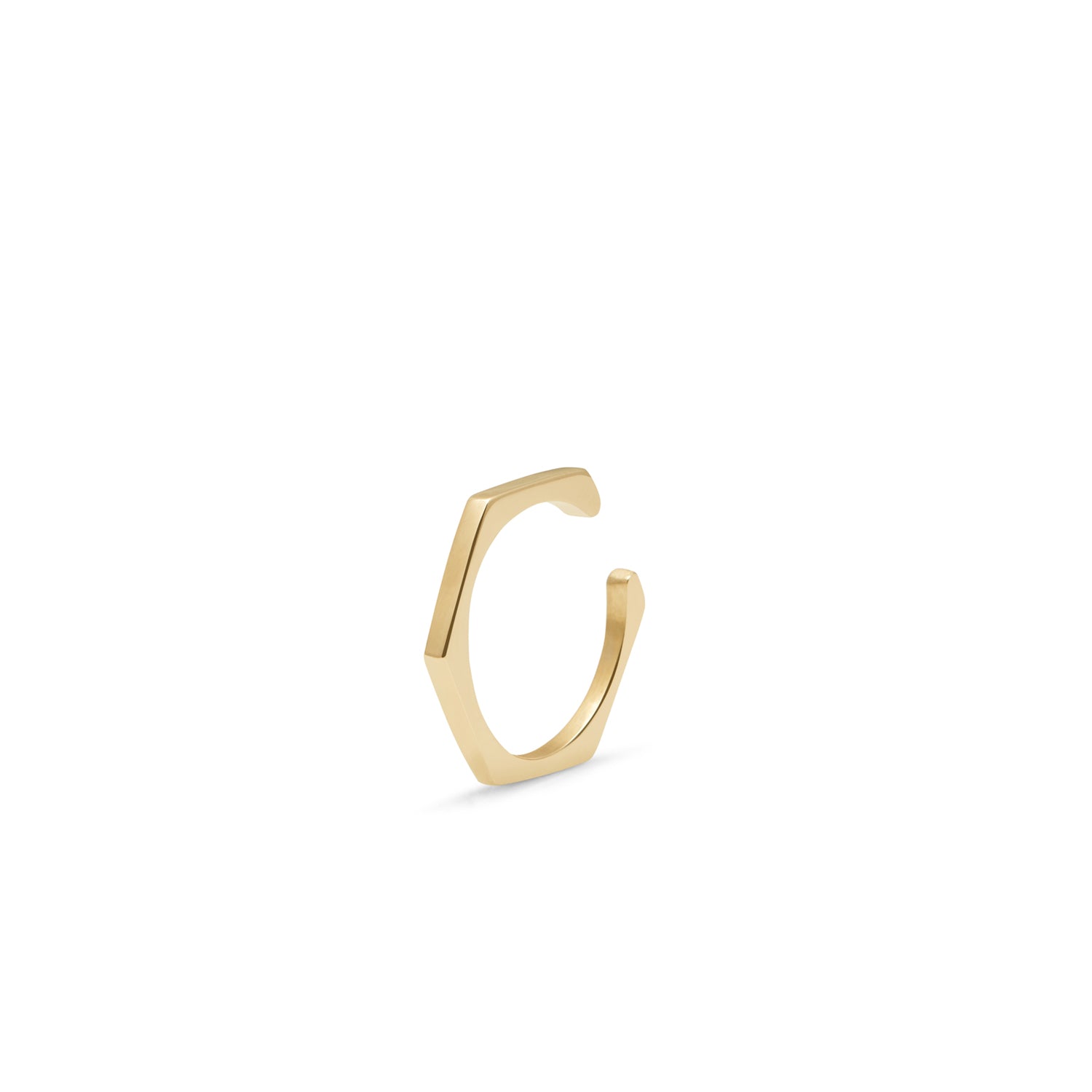 Hexagon Ear Cuff - 9k Yellow Gold