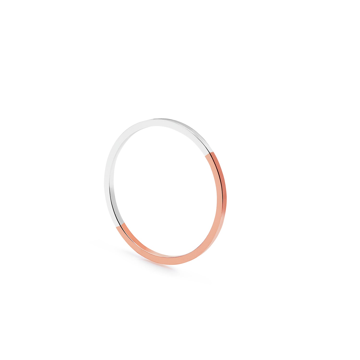 Two-tone Ultra Skinny Square Stacking Ring - 9k Rose Gold & Silver - Myia Bonner Jewellery