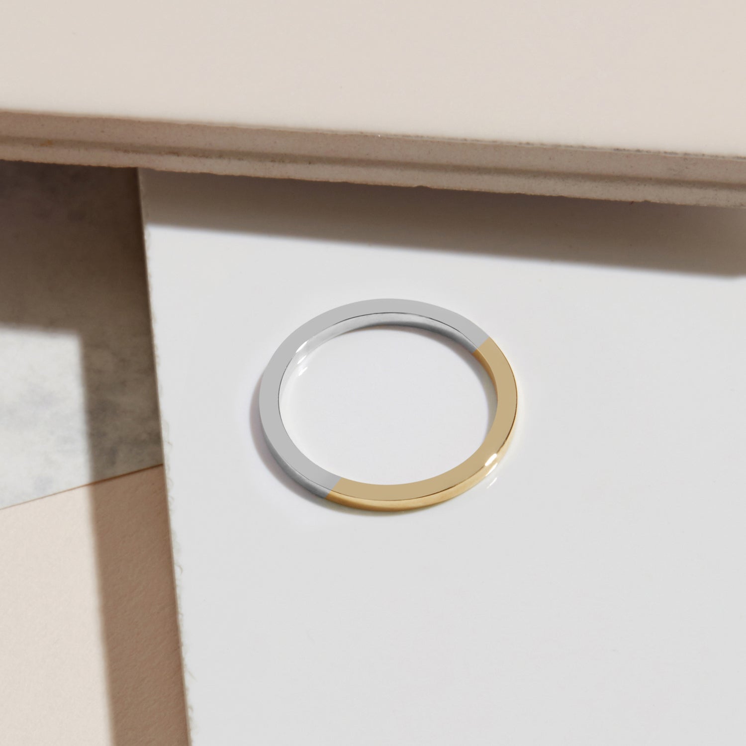 Golden Ratio Square Ring - 9k Yellow Gold & Silver