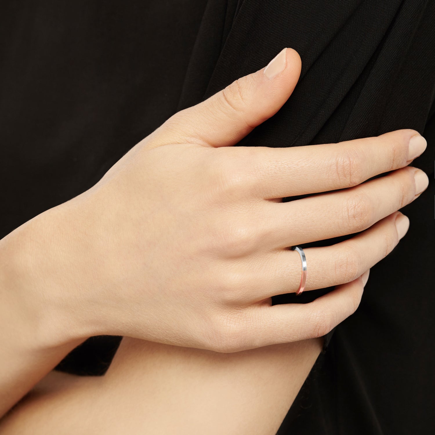 Two-tone Square Ring - 9k Rose Gold & Silver - Myia Bonner Jewellery