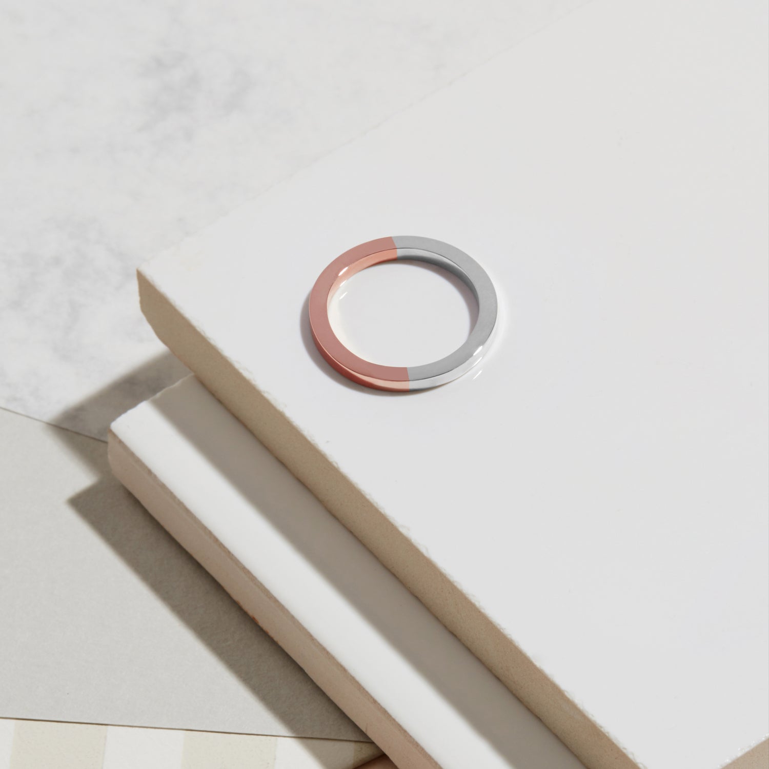 Two-tone Square Band - 9k Rose Gold & Silver - Myia Bonner Jewellery