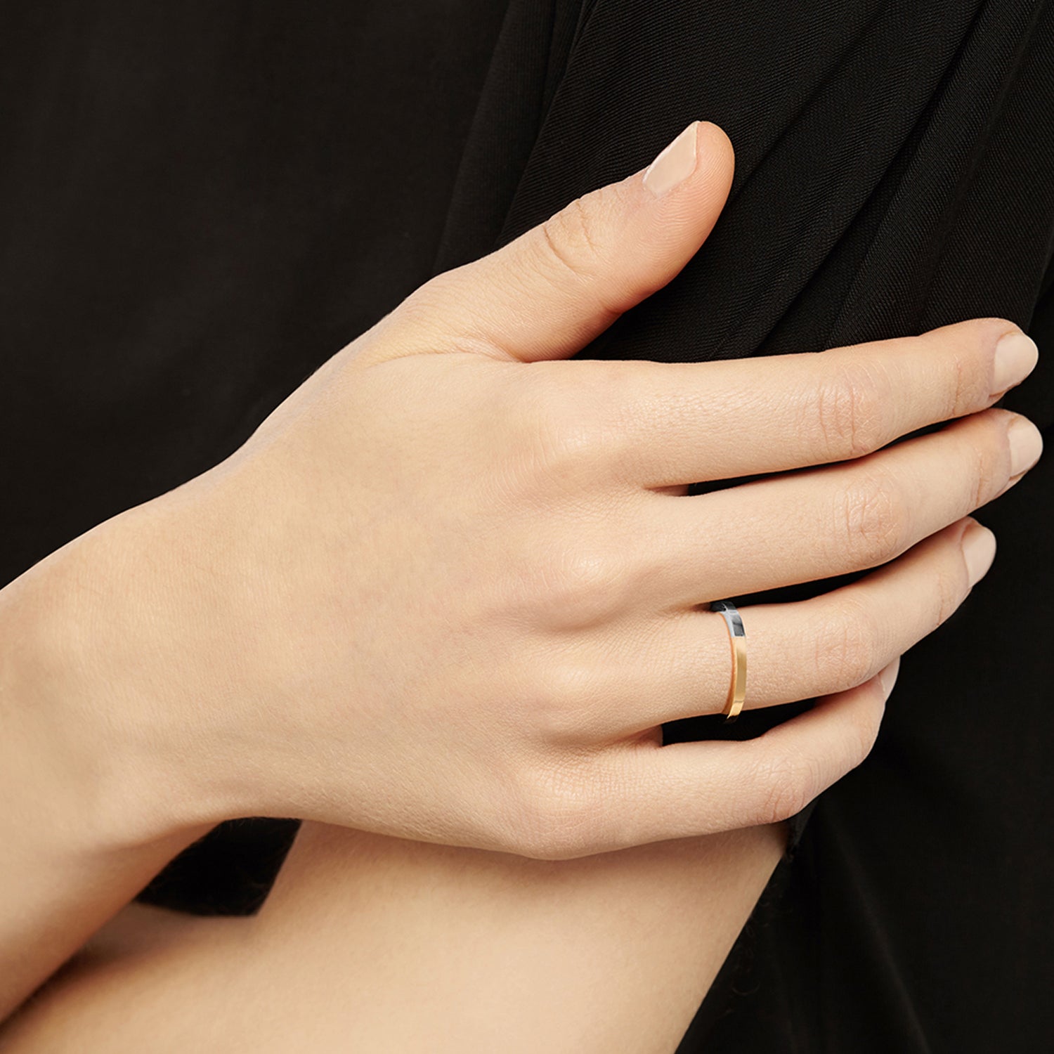 Two-tone Square Band - 18k Yellow & White Gold