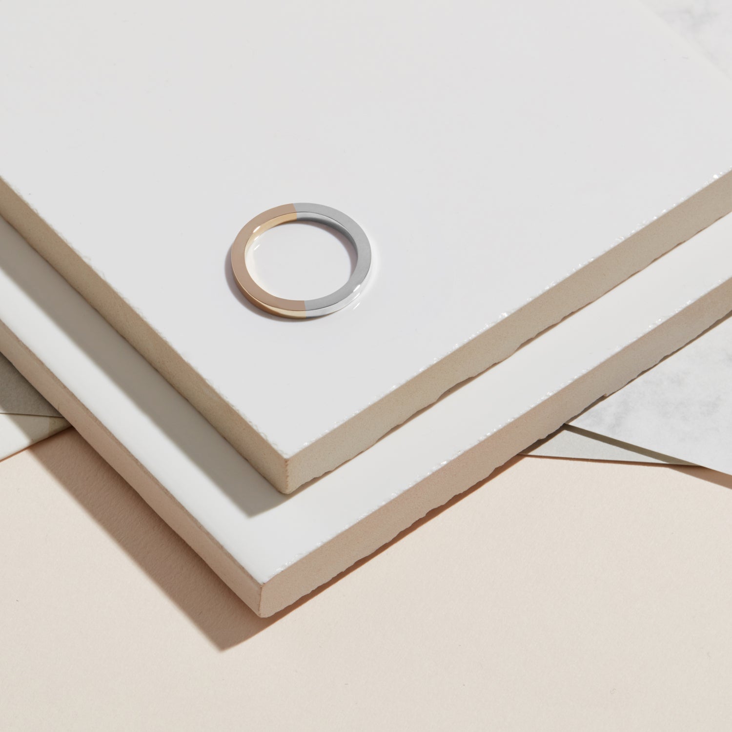 Two-tone Square Band - 18k Yellow & White Gold