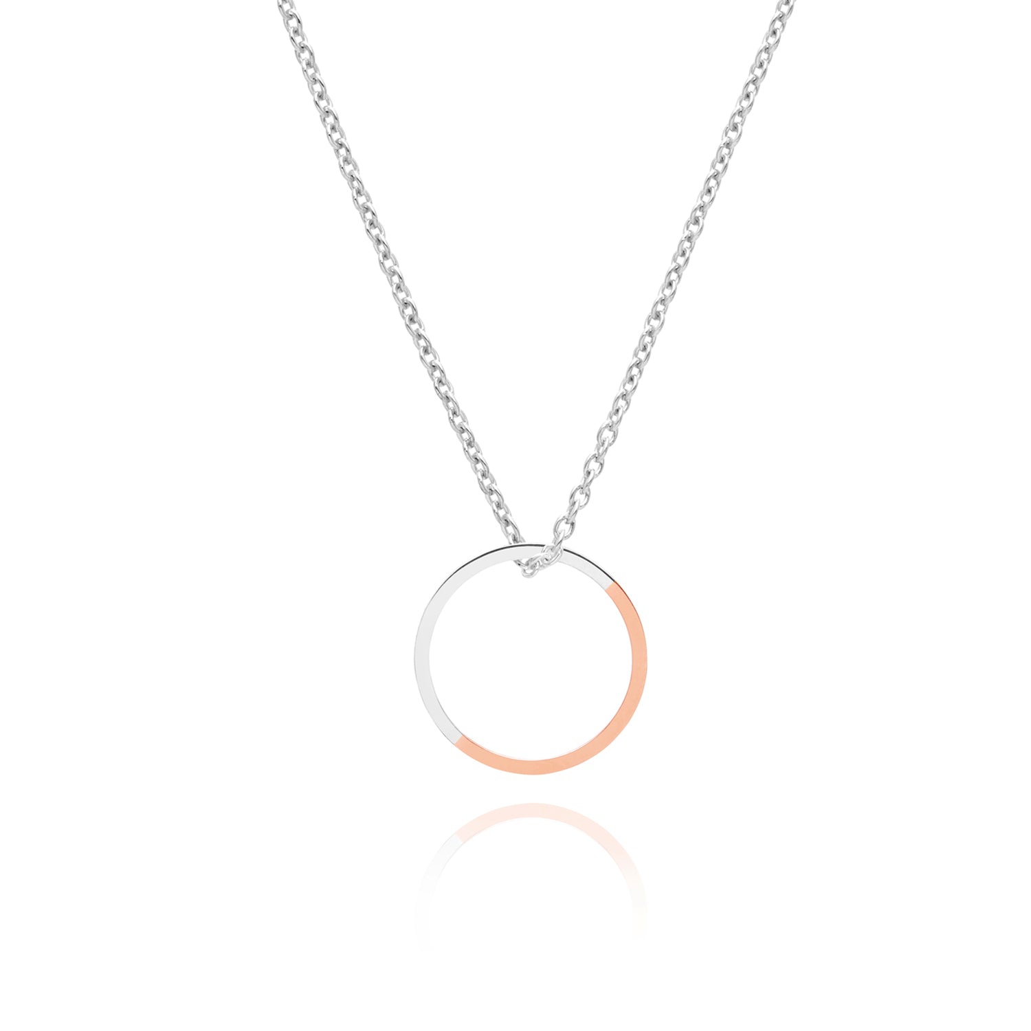 Two-tone Circle Necklace - 9k Rose Gold & Silver - Myia Bonner Jewellery
