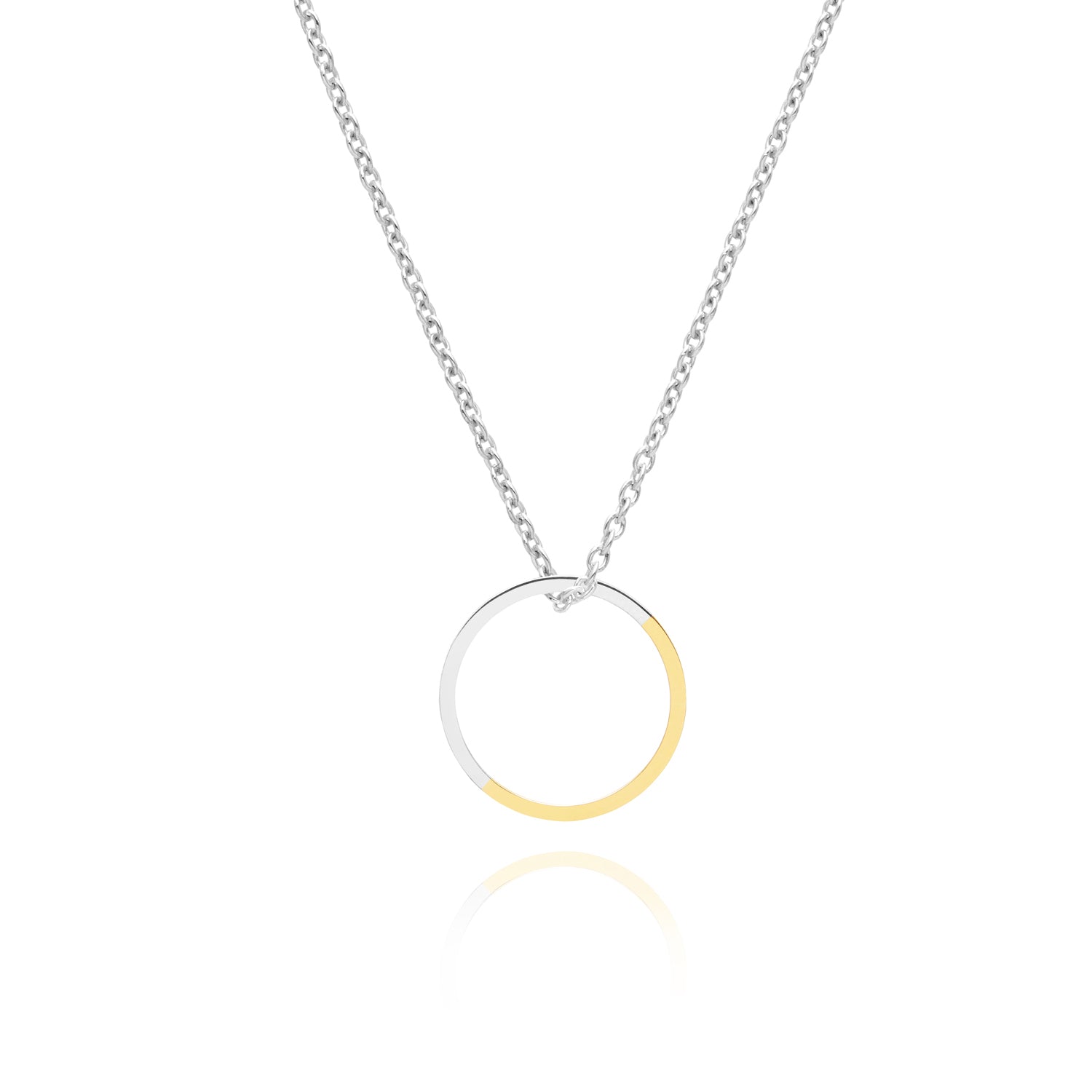Two-tone Circle Necklace - 9k Yellow Gold & Silver - Myia Bonner Jewellery