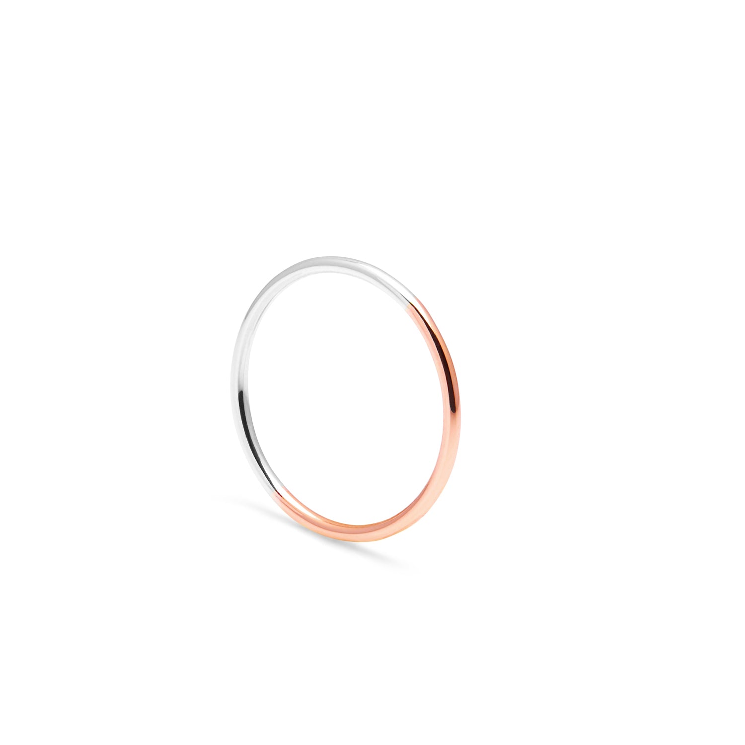 Two-tone Skinny Round Stacking Ring - 9k Rose Gold & Silver - Myia Bonner Jewellery