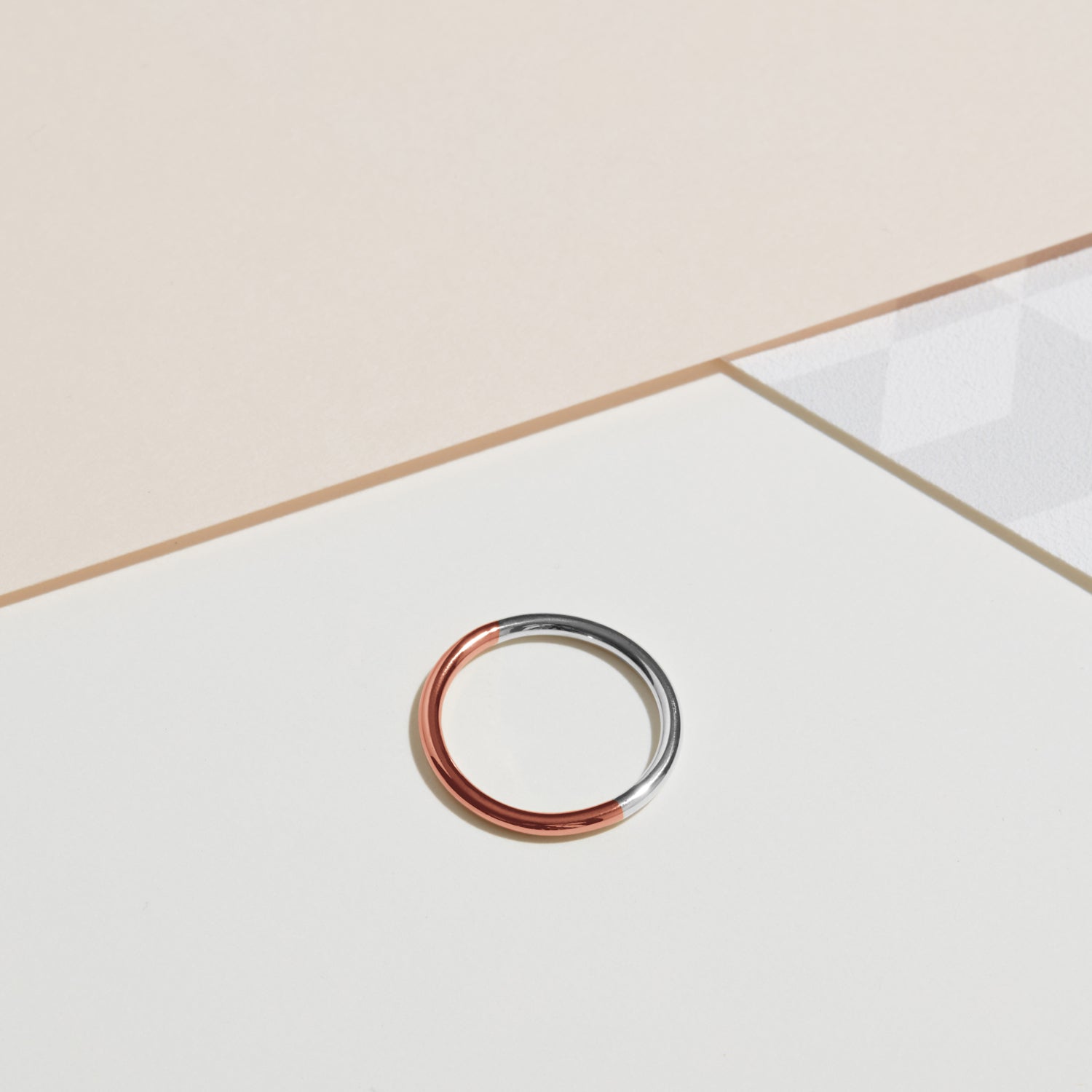 Element Two-tone Round Band - 9k Rose & White Gold