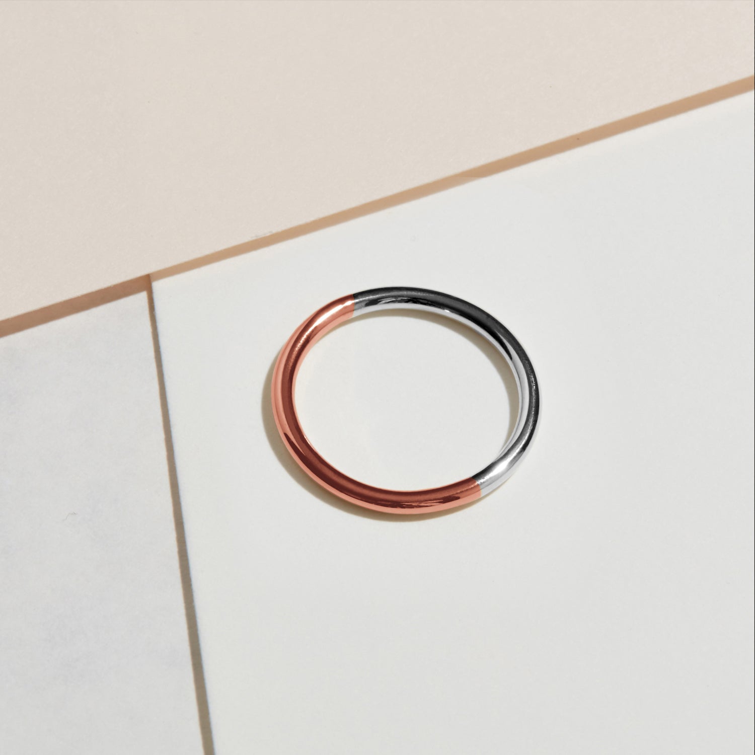 Two-tone Round Band - 18k Rose & White Gold