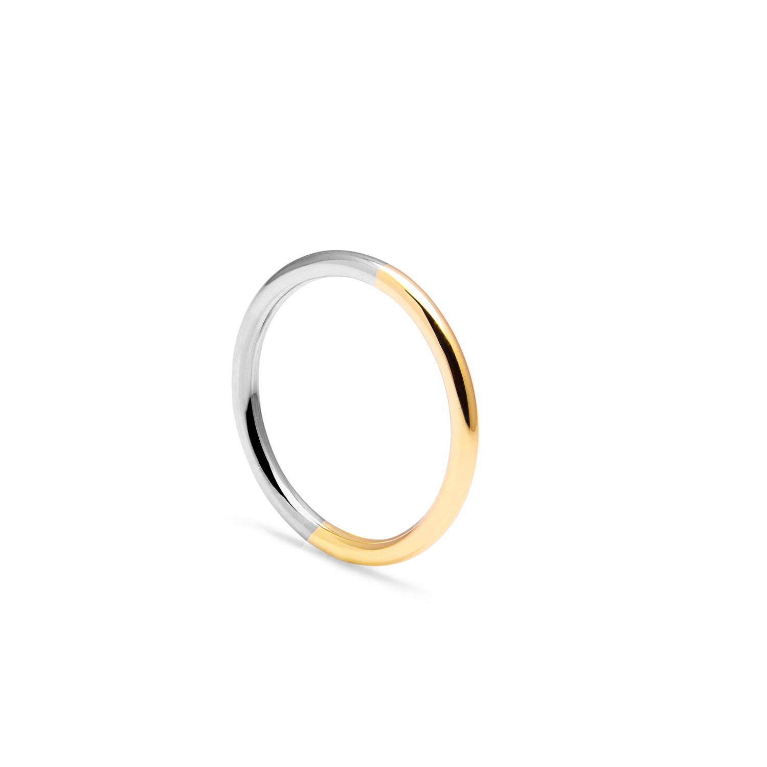 Two-tone Round Band - 18k Yellow & White Gold