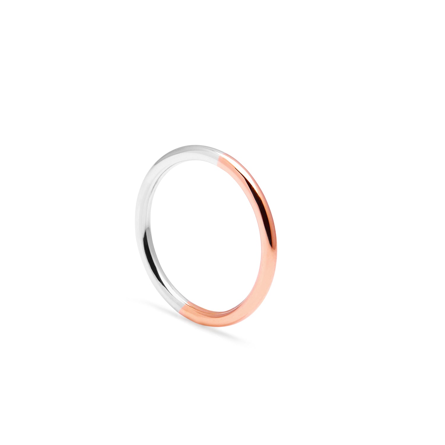 Two-tone Round Band - 9k Rose & White Gold