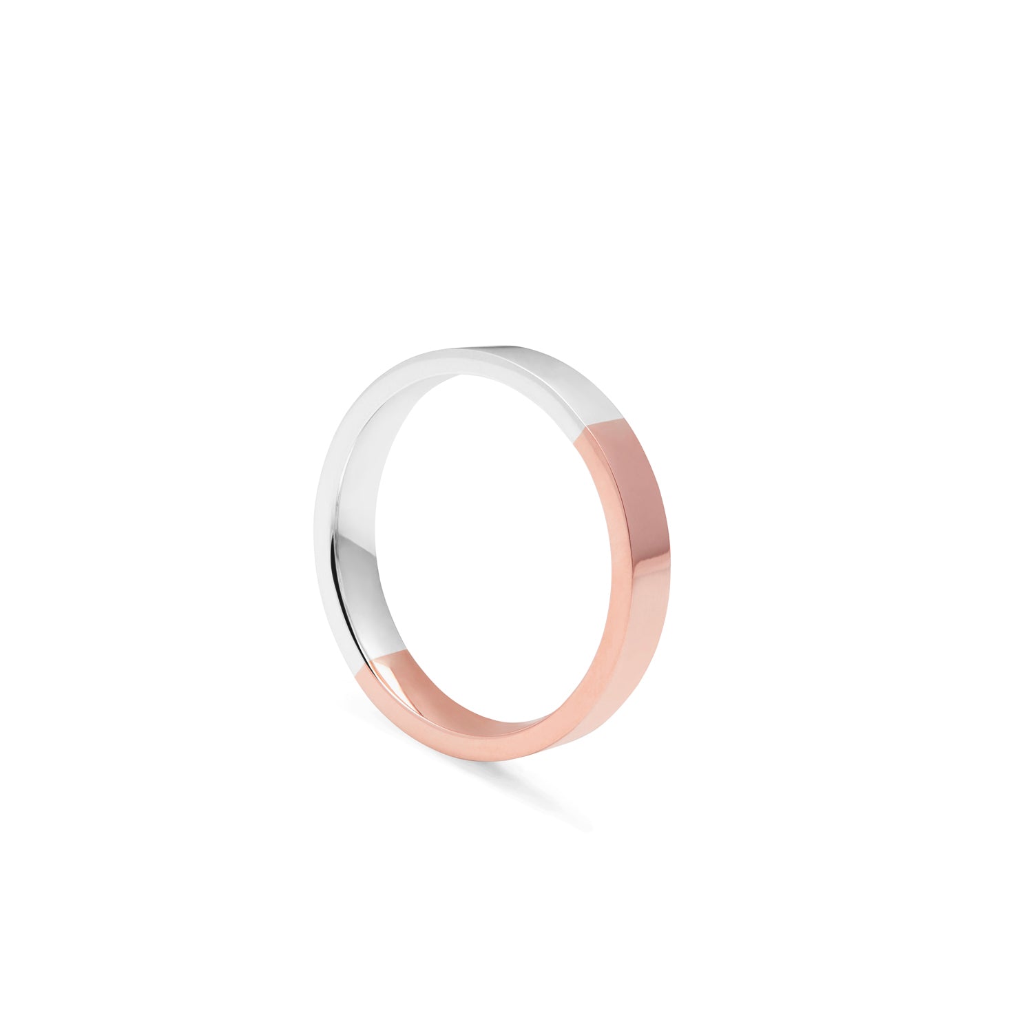 Fusion Two-tone 3mm Flat Comfort Fit Band - 9k Rose & White Gold