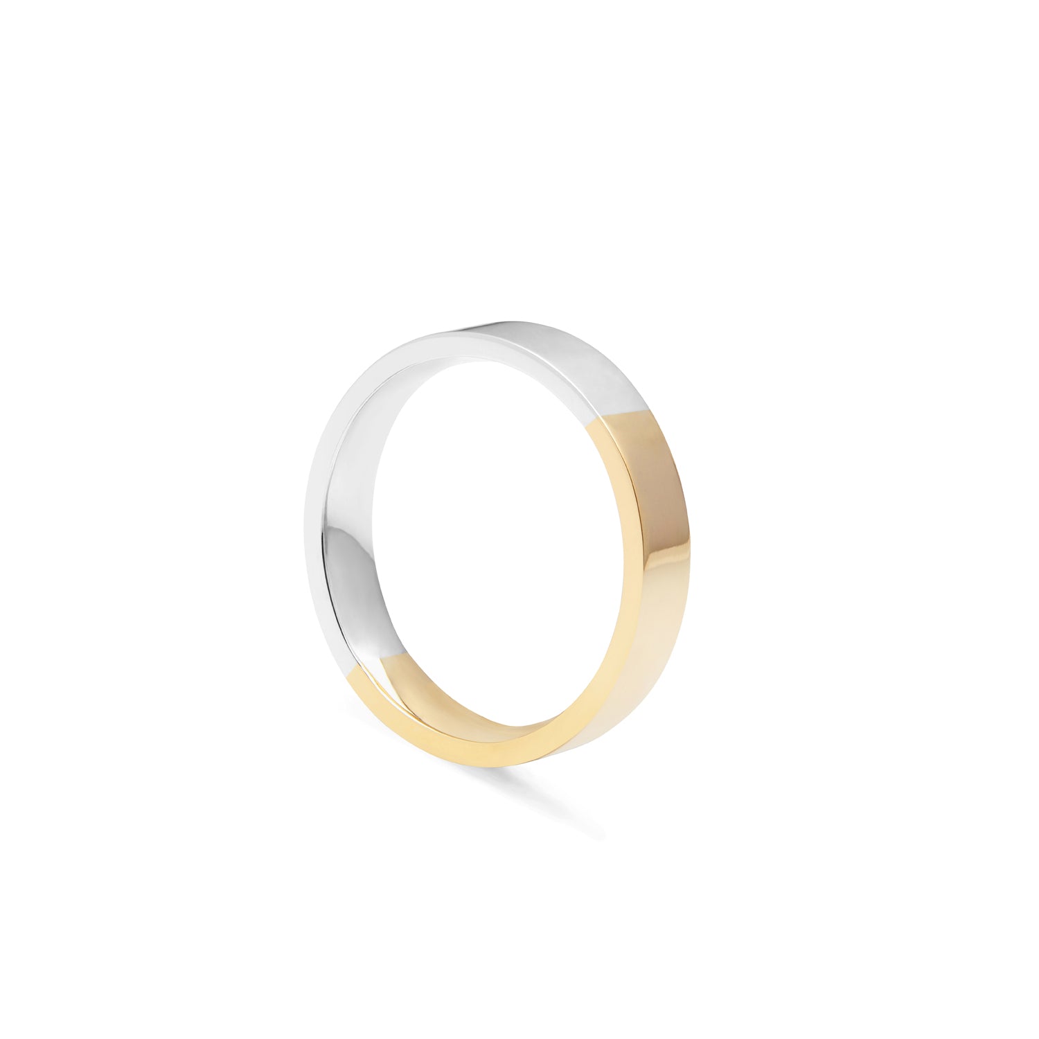 Two-tone 3mm Flat Comfort Fit Band - 9k Yellow & White Gold - Myia Bonner Jewellery