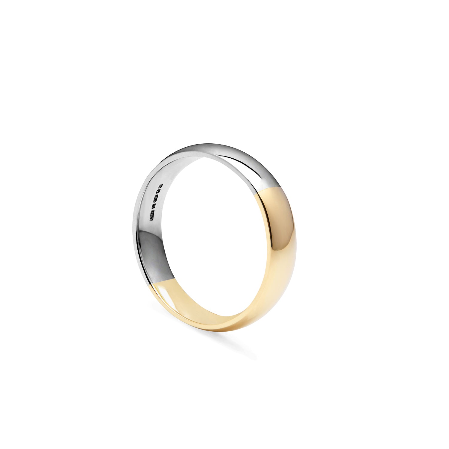 Two-tone Court 5mm Comfort Fit Band - 18k Yellow & White Gold
