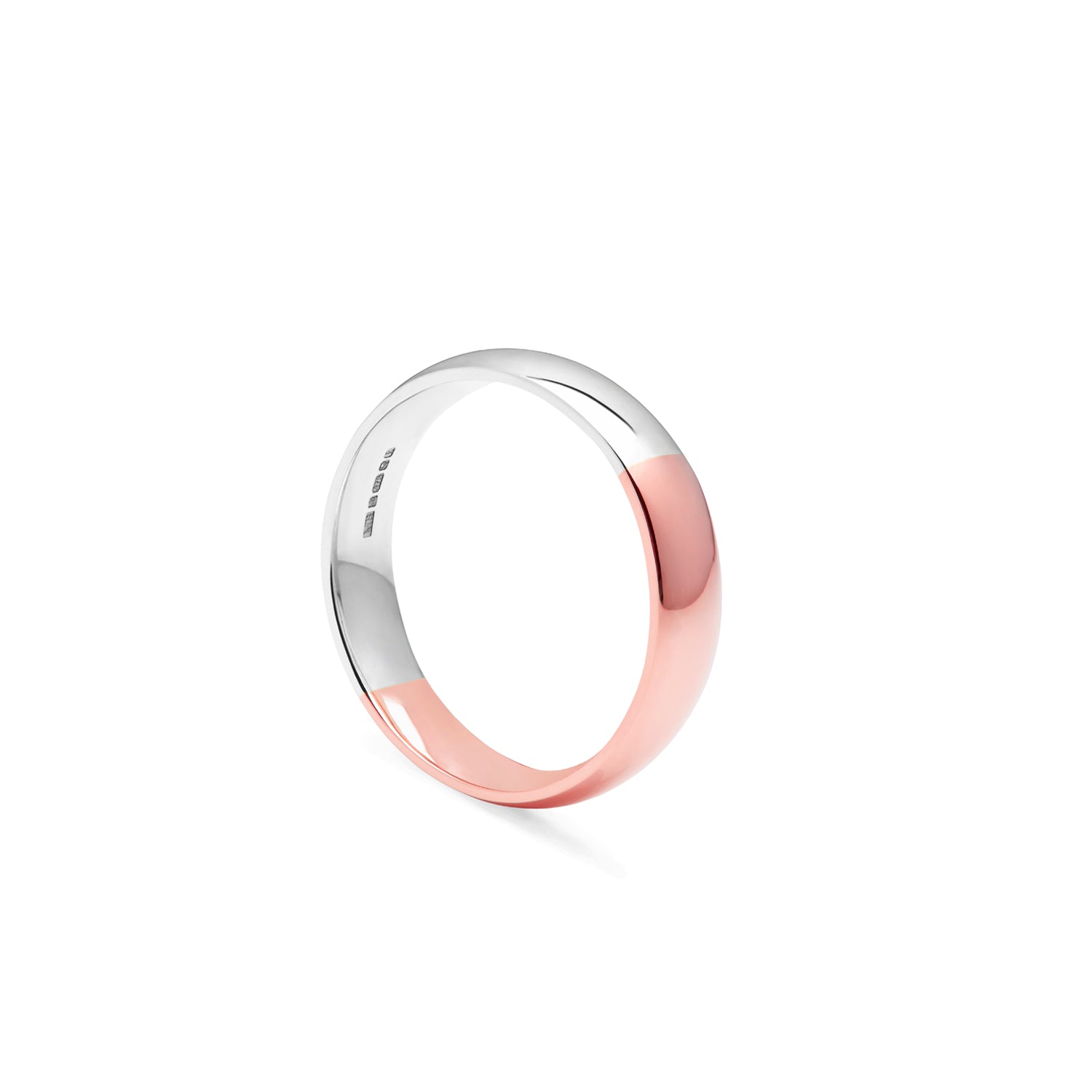 Two-tone Court 4mm Comfort Fit Band - 9k Rose & White Gold - Myia Bonner Jewellery