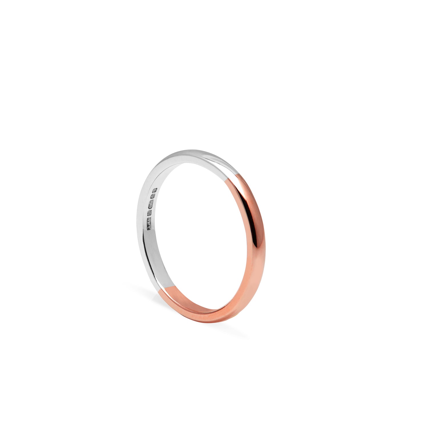 Two-tone D-shape Ring - 9k Rose & White Gold