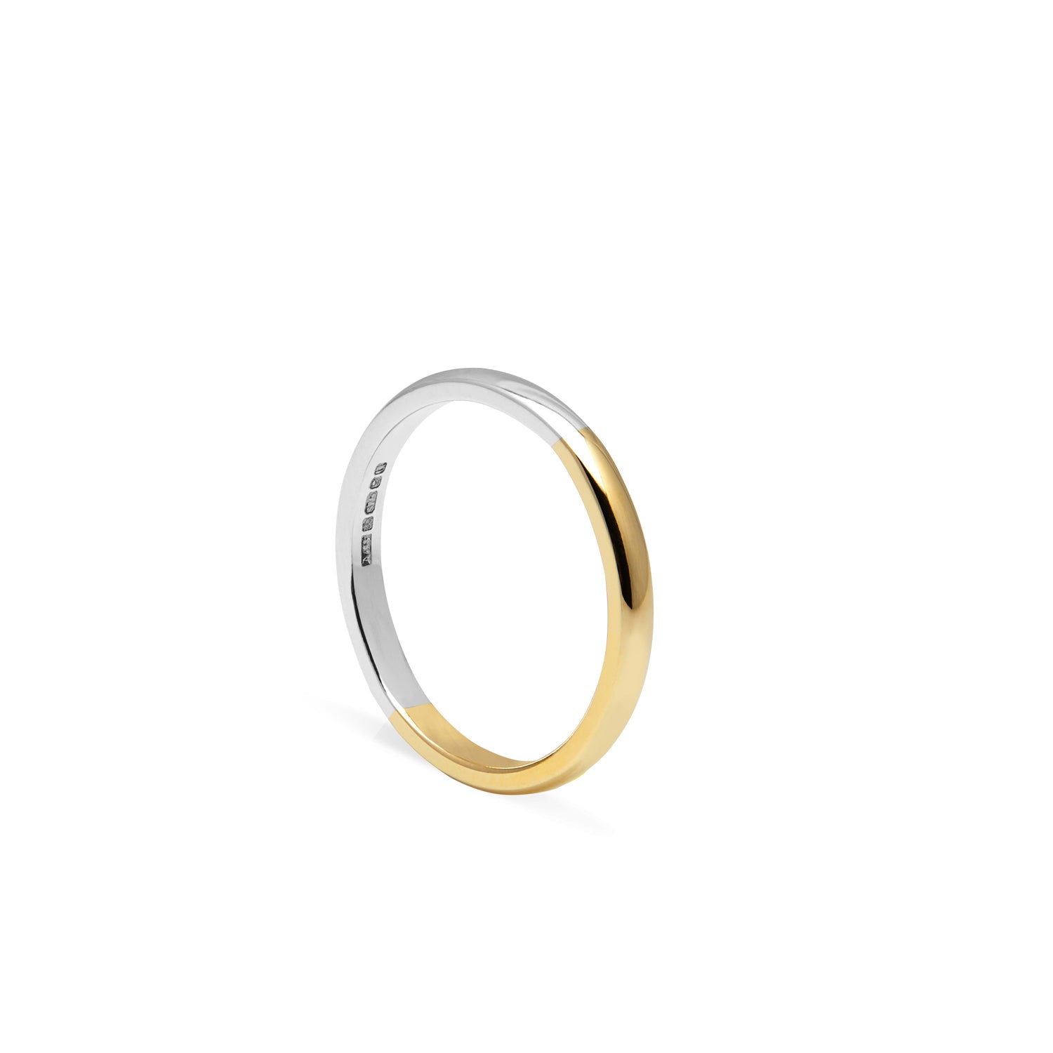 Two-tone D-shape Ring - 9k Yellow & White Gold